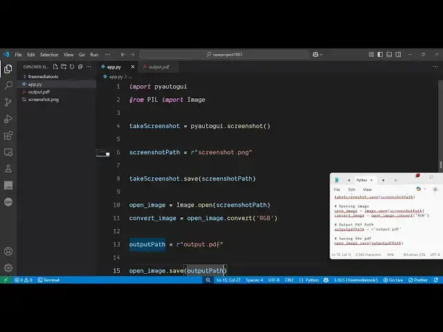 'Video thumbnail for Python 3 PyAutoGUI Script to Automate & Take Screenshot of Desktop & Export to PDF Using Pillow'
