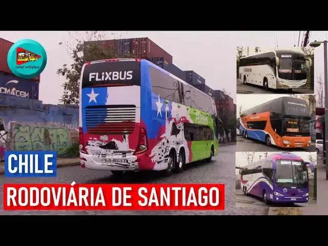 'Video thumbnail for Ônibus saindo rodoviária Santiago - Chile - Muita variedade de ônibus'