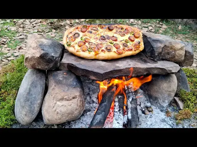 'Video thumbnail for Baking the BEST PIZZA🍕 From Scratch in STONE OVEN Outdoors/ASMR Cooking'