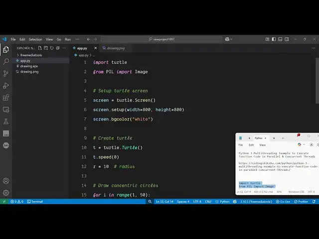'Video thumbnail for Python 3 Turtle Library to Draw Colorful Graphics Shapes & Export it to PNG Image File in Terminal'