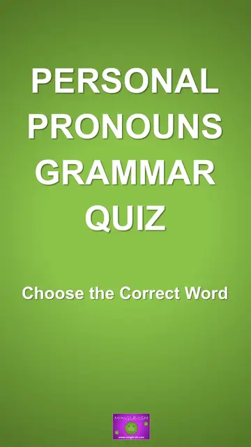 'Video thumbnail for Personal Pronouns Grammar Quiz: Choose the Correct Word #1'