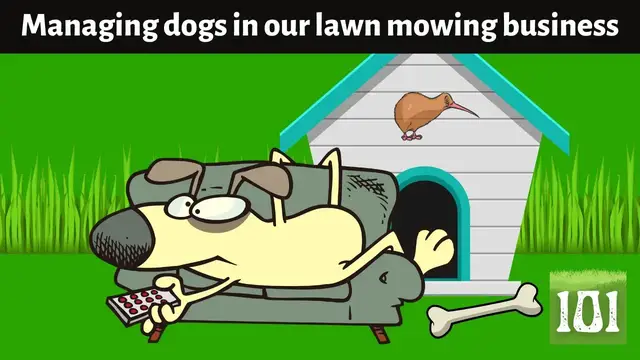 'Video thumbnail for How we manage dogs in our lawn mowing business'