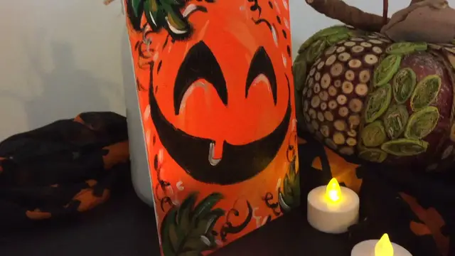 'Video thumbnail for Pumpkin Jack-o-lantern Painting Tutorial for Beginners Halloween'