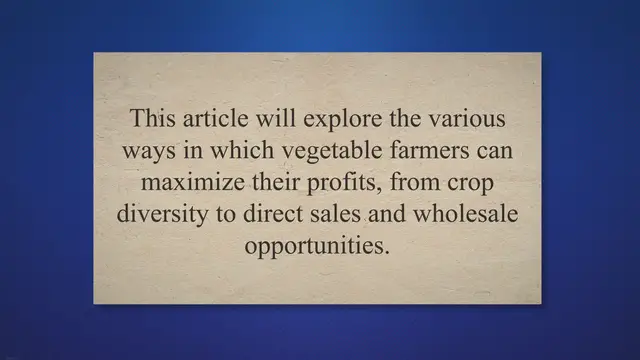 'Video thumbnail for From Farm to Profit: Maximizing Revenue through Crop Diversity and Direct Sales in Vegetable Farming'