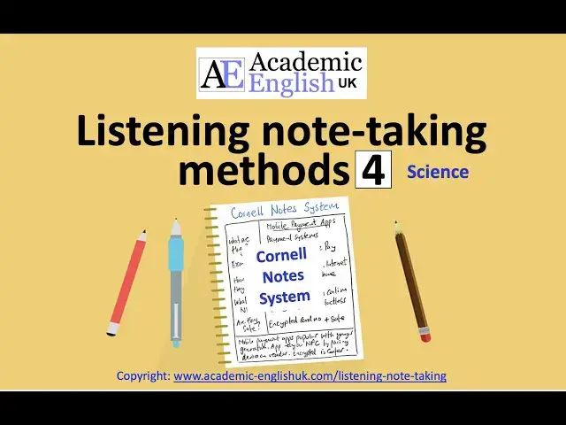 'Video thumbnail for Listening Note taking with the Cornell Notes System (Science Topics)'