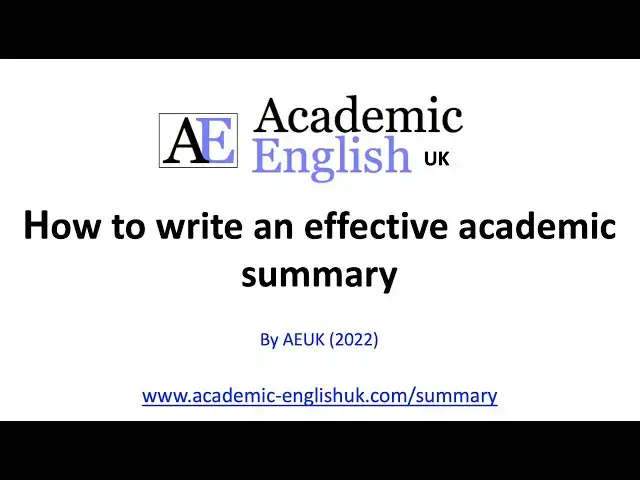 'Video thumbnail for How to write an effective academic summary'
