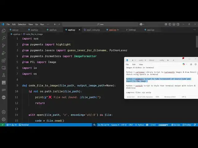 'Video thumbnail for Python 3 pygments Script to Take Screenshot of Source Code and Export to PNG Image'