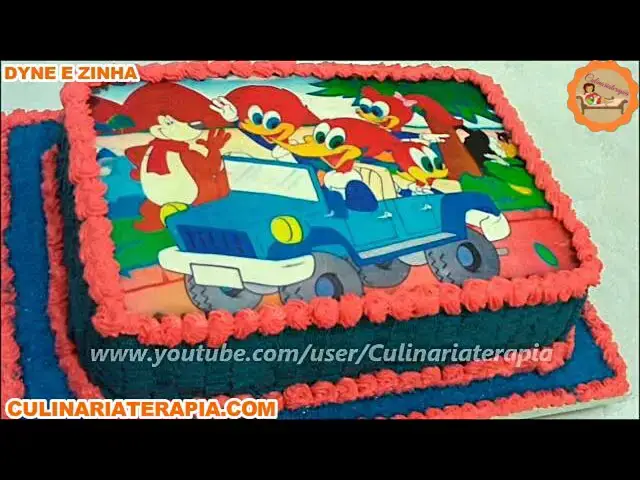 'Video thumbnail for Bolo de Morango Recheado e Decorado para Aniversário - Bolo Turma do Pica-pau'