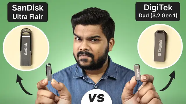 'Video thumbnail for SanDisk Ultra Flair vs DigiTek Dud (3.2 Gen 1) Pendrive: Which is Better to Buy?'