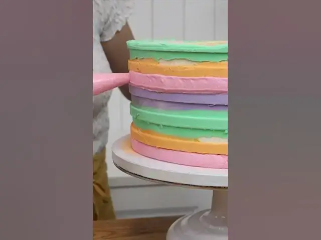 'Video thumbnail for Cake Hack for Rainbow Striped Frosting #shorts'