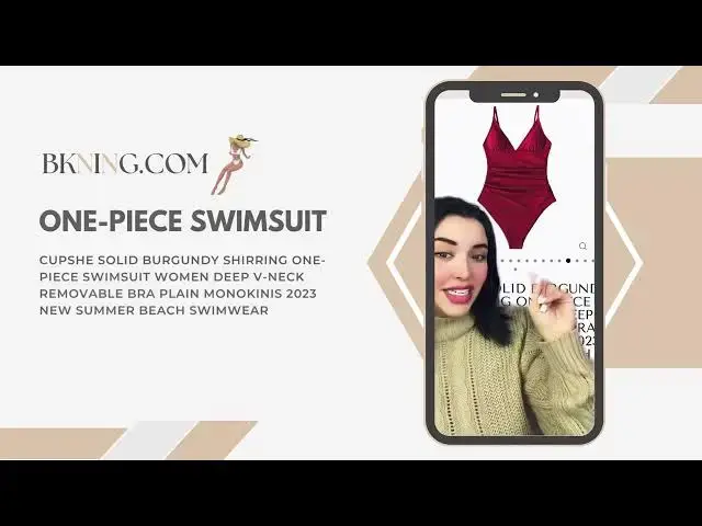 'Video thumbnail for CUPSHE SOLID BURGUNDY SHIRRING ONE-PIECE SWIMSUIT - BKNING.COM'