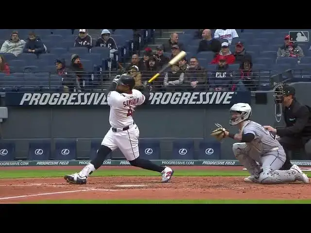 'Video thumbnail for Carlos Santana DRILLS a Solo Home Run! | 2nd HR of 2025 | Cleveland Guardians | 04/09/2025'