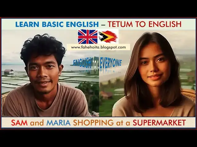 'Video thumbnail for Tetum - English | Indo Subs | Learning Basic English for Everyone | Conversation at a Supermarket'