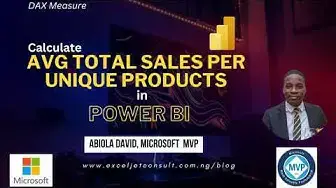 'Video thumbnail for Calculate Average Total Sales Per Unique Products in Power BI'