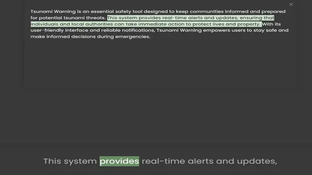 'Video thumbnail for for potential tsunami threats. This system provides real-time alerts and updates, ensuring that individuals and local authorities can take immediate action to protect lives and property. With its user-friendly interface and reliable notif'