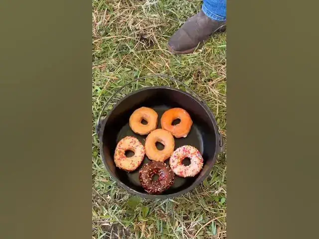 'Video thumbnail for Making Perfect Donuts in a Dutch Oven for Cowboys!'