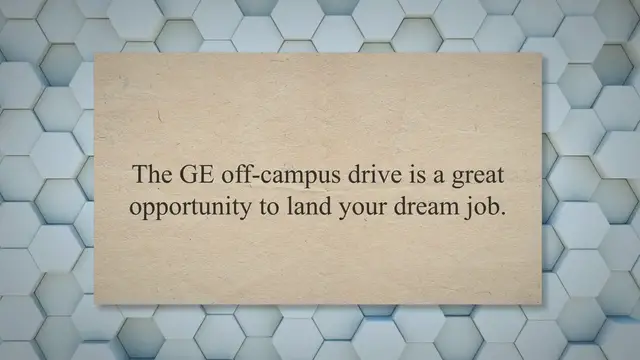 'Video thumbnail for General Electric Off Campus Drive For Fresher | 2023/2024 Batch'